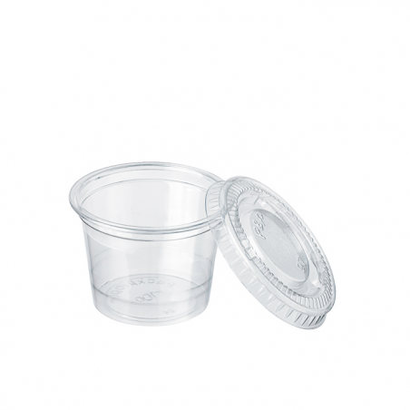Pot plastique PET transparent avec couvercle plat 40 ml Diam: 4,5 cm 4,5 x  3,1 x 4 cm x 50 unités
