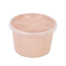 Bol Reemp beige en plastique PP avec couvercle transparent  226x154, H54 mm, 50pcs