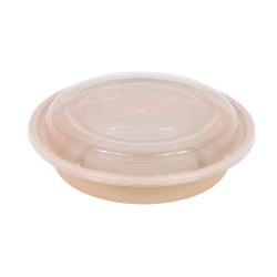 Bol Reemp beige en plastique PP avec couvercle transparent  700ml Ã˜182mm H51 mm, 50pcs