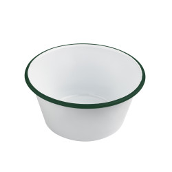 Bol Enamel blanc en acier émaillé  à bord plat et vert  1500ml Ø180mm H90 mm, 12pcs