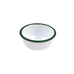 Bol Enamel blanc en acier émaillé  à bord plat et vert  300ml Ø115mm H50 mm, 12pcs