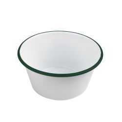 Bol Enamel blanc en acier émailléà bord plat et vert750ml Ø140mm H65 mm, 12pcs