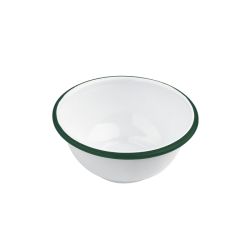 Bol Enamel blanc en acier émailléà bord vert470ml Ø140mm H70 mm, 12pcs