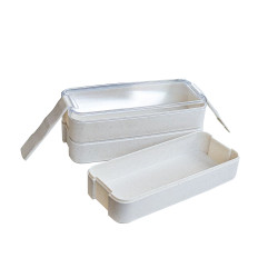 Boîte Bento 3 compartiments réemployable composite beige 900ml  185x80, H103 mm, 20pcs