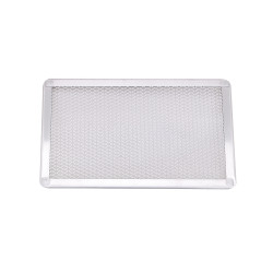 Grille à pizza rectangulaire aluminium à fond ajouré 300x200, H10 mm, 12pcs