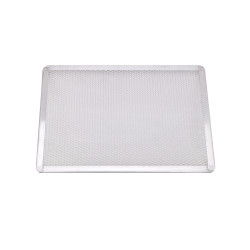 Grille à pizza rectangulaire aluminium à fond ajouré 400x280, H10 mm, 12pcs