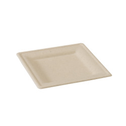 Assiette carrée brune en pulpe  L200x200 mm, 25pcs