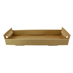 Plateau en carton kraft brun avec poignées   390x150, H44 mm, 50pcs