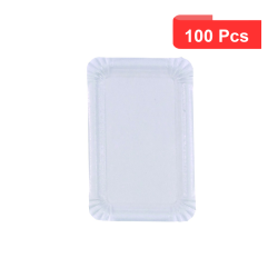 100 Pcs - Assiette rectangulaire en carton recyclé blanc - 13 x 20 cm