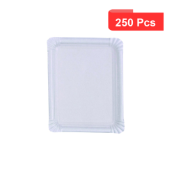 250 Pcs - Assiette rectangulaire en carton recyclé blanc - 20 x 16,5 cm