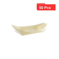 50 Pcs - Barquette bateau en bois - 14,5 cm x 7,5 cm x 2 cm, idéale pour service