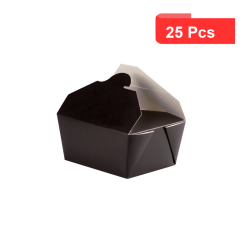 25 Pcs - Boîte repas carton noir - 1000 ml, 21,5 cm x 16 cm x 5 cm