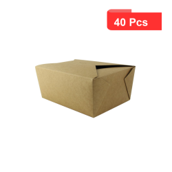 40 Pcs - Boîte repas carton kraft laminé - 300 ml, 22,8 x 16 x 9 cm