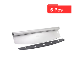 6 Pcs - Couteau à pizza rocker en inox - 355 x 100 mm, avec étui protecteur