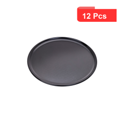 12 Pcs - Plateau à pizza en aluminium noir - Ø254mm, Hauteur: 8mm