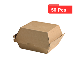 50 Pcs - Boîte burger carton kraft brun microcannelé 17,8 x 15,5 x 8 cm