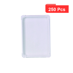 250 Pcs - Assiette rectangulaire en carton recyclé blanc 26 x 18 cm