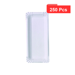 250 Pcs - Assiette rectangulaire en carton recyclé blanc 24 x 11 cm