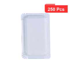 250 Pcs - Assiette rectangulaire en carton recyclé blanc 17,5 x 11 cm